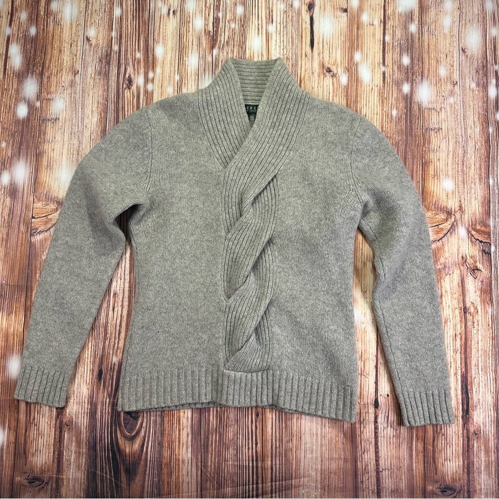 LAUREN Ralph Lauren Womens Lambswool Braided Sweater Size XS